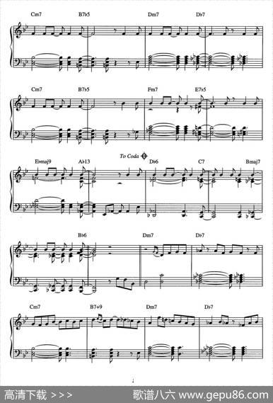 OneNoteSamba（sambadeumanotaso）（爵士钢琴酒吧独奏钢琴谱）|AntonioCarlosJobim