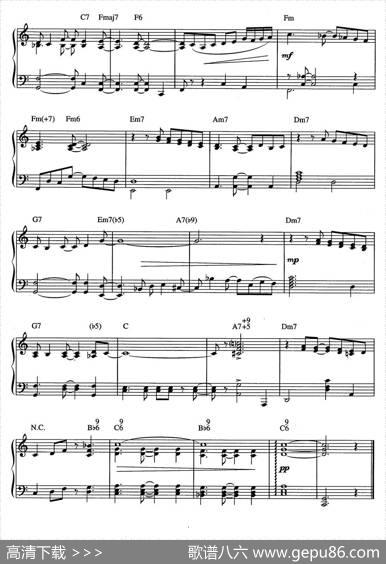 QuietNightsOfQuietStars（Corcovado）（爵士钢琴酒吧独奏钢琴谱）|AntonioCarlosJobim
