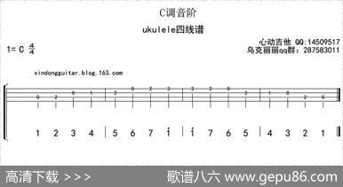 C调音阶（ukulele四线谱）