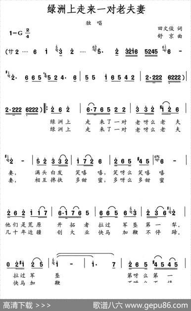 绿洲上走来一对老夫妻 - 田文俊|舒京