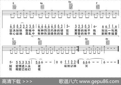 黄昏（ukulele四线谱） - 周传雄|周传雄