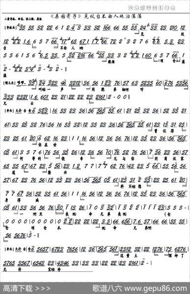 《桑园寄子》见坟台不由人珠泪滚滚（京剧选段、京胡谱）