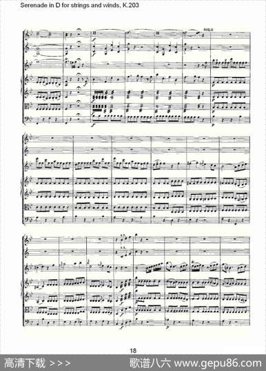 SerenadeinDforstringsandwinds,K.203（D调管弦乐小）