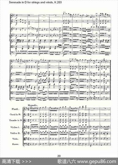 SerenadeinDforstringsandwinds,K.203（D调管弦乐小）