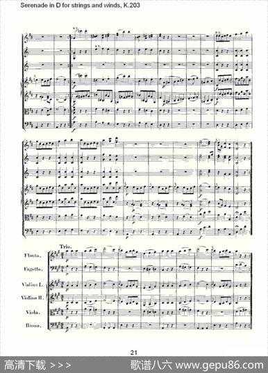 SerenadeinDforstringsandwinds,K.203（D调管弦乐小）