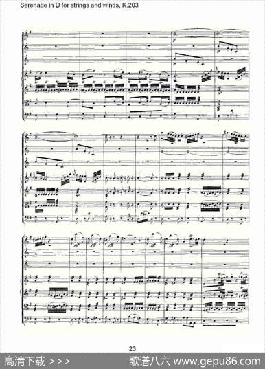 SerenadeinDforstringsandwinds,K.203（D调管弦乐小）