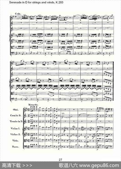 SerenadeinDforstringsandwinds,K.203（D调管弦乐小）
