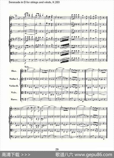 SerenadeinDforstringsandwinds,K.203（D调管弦乐小）