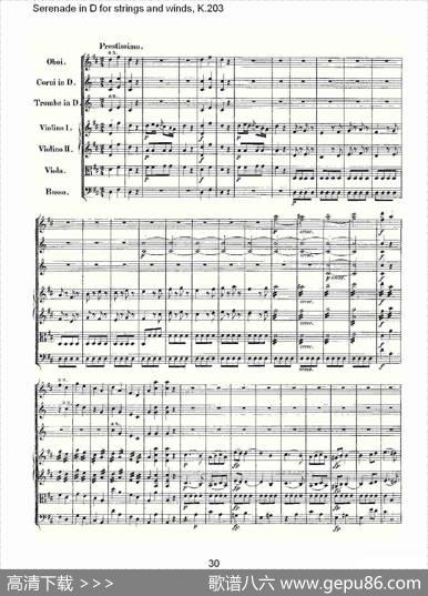 SerenadeinDforstringsandwinds,K.203（D调管弦乐小）