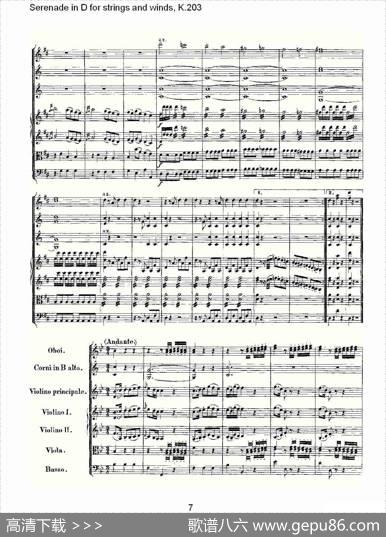 SerenadeinDforstringsandwinds,K.203（D调管弦乐小）