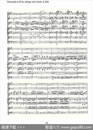 SerenadeinDforstringsandwinds,K.204（D调管弦乐小）