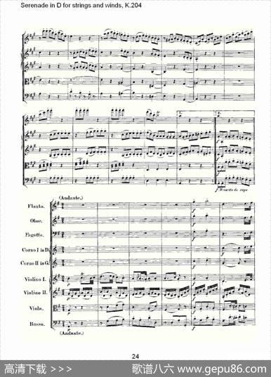 SerenadeinDforstringsandwinds,K.204（D调管弦乐小）
