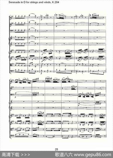 SerenadeinDforstringsandwinds,K.204（D调管弦乐小）