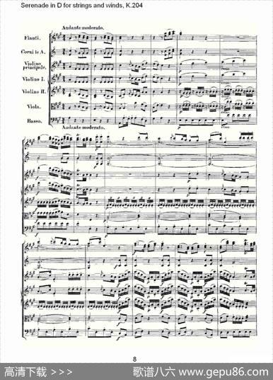 SerenadeinDforstringsandwinds,K.204（D调管弦乐小）