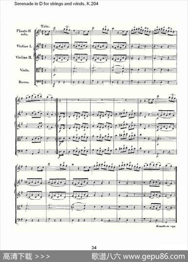 SerenadeinDforstringsandwinds,K.20（D调管弦乐小夜）