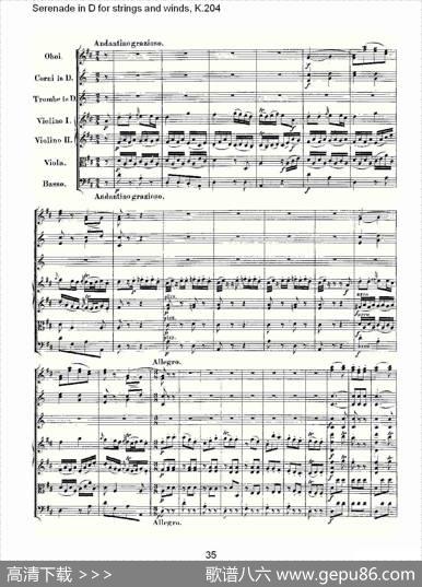 SerenadeinDforstringsandwinds,K.20（D调管弦乐小夜）