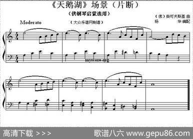 《天鹅湖》场景（片段）（钢琴启蒙小曲·65）|（俄）柴可夫斯基曲、杨华编配