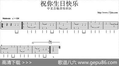 祝你生日快乐（简单版、指弹谱）