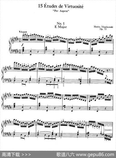 15EtudesdeVirtuosité,Op.72No.1（十五首钢琴练习曲之一）|莫什科夫斯基