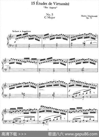 15EtudesdeVirtuositéOp.72No.5（十五首钢琴练习曲之五）|莫什科夫斯基