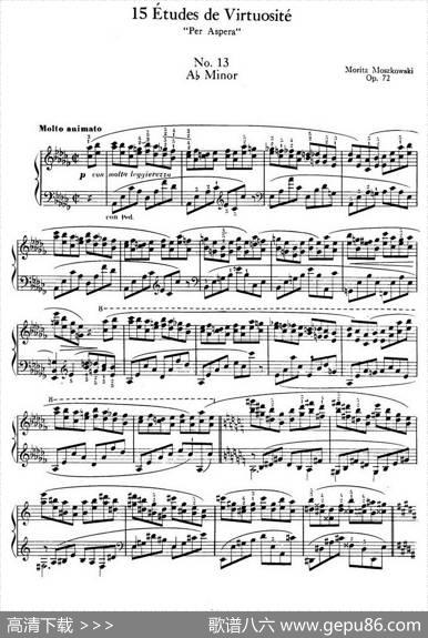 15EtudesdeVirtuositéOp.72No.13（十五首钢琴练习曲之十三）|莫什科夫斯基