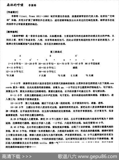 李斯特音乐会练习曲S145（1S145森林的呼啸Waldesrauschen）|李斯特