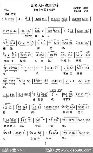 [眉户]苦命人床边泪悲啼（《鳏夫哭坟》选段）|王俊朝记谱制谱