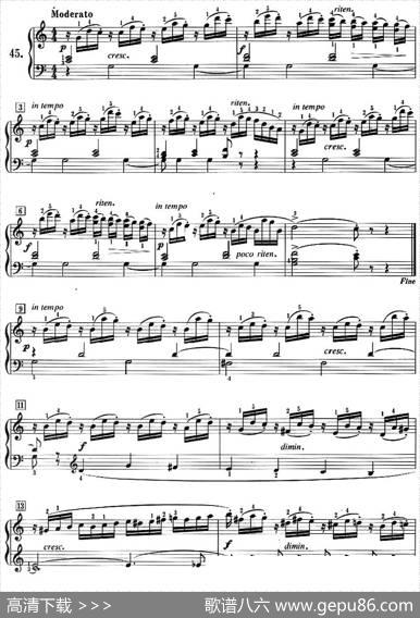 50首莱蒙钢琴练习曲作品37（NO.45）|莱蒙