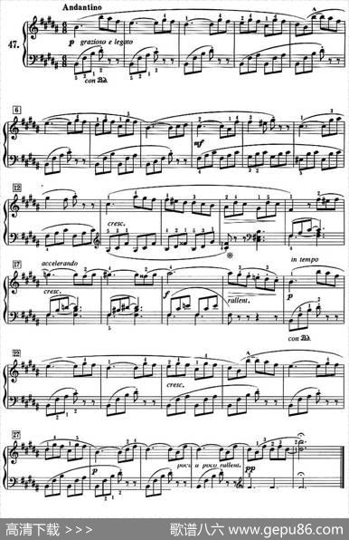 50首莱蒙钢琴练习曲作品37（NO.47）|莱蒙