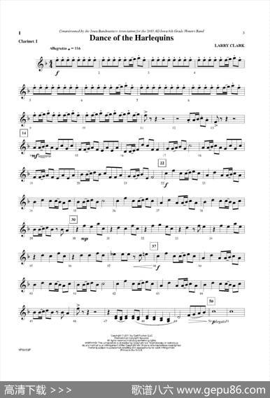 DanceofHarlequins（黑管1分谱）