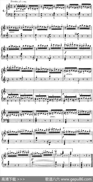 40首车尔尼Op.299钢琴快速练习曲（NO.4）|车尔尼