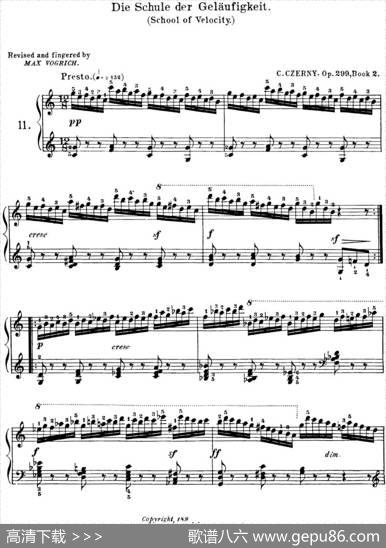 40首车尔尼Op.299钢琴快速练习曲（NO.11）|车尔尼