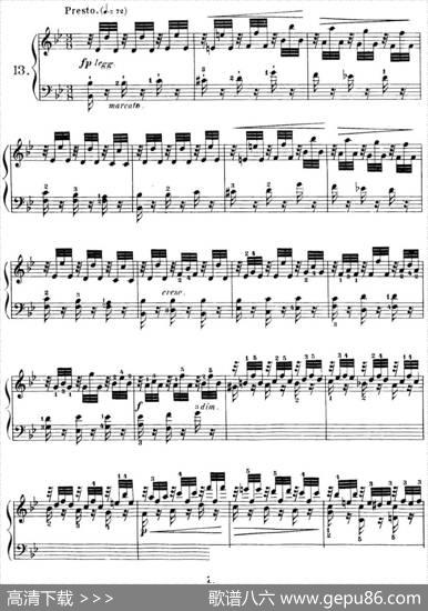 40首车尔尼Op.299钢琴快速练习曲（NO.13）|车尔尼