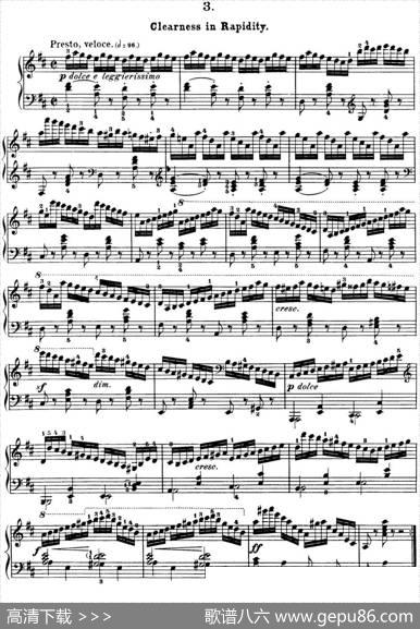 50首车尔尼Op.740钢琴手指灵巧技术练习曲（NO.3）|车尔尼