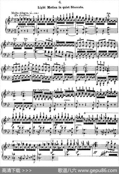 50首车尔尼Op.740钢琴手指灵巧技术练习曲（NO.4）|车尔尼