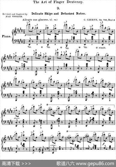 50首车尔尼Op.740钢琴手指灵巧技术练习曲（NO.9）|车尔尼