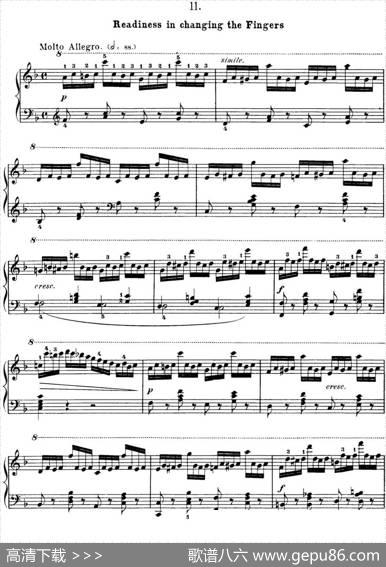 50首车尔尼Op.740钢琴手指灵巧技术练习曲（NO.11）|车尔尼