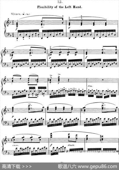 50首车尔尼Op.740钢琴手指灵巧技术练习曲（NO.12）|车尔尼