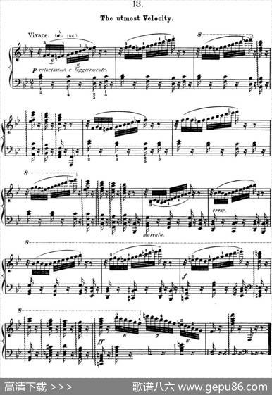 50首车尔尼Op.740钢琴手指灵巧技术练习曲（NO.13）|车尔尼