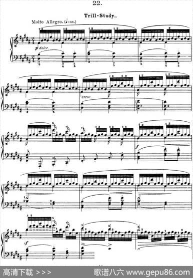 50首车尔尼Op.740钢琴手指灵巧技术练习曲（NO.22）|车尔尼