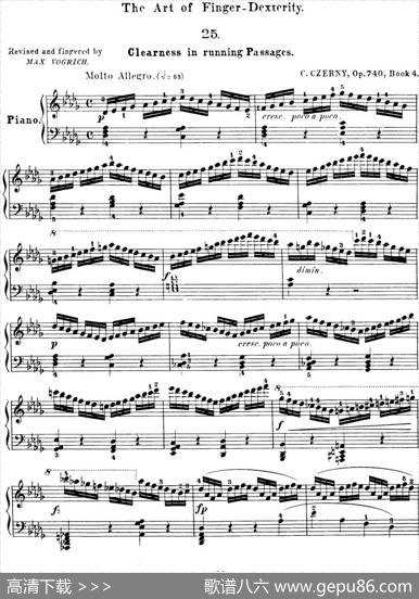 50首车尔尼Op.740钢琴手指灵巧技术练习曲（NO.25）|车尔尼