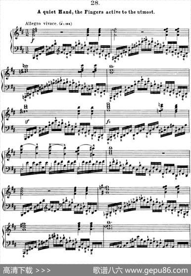 50首车尔尼Op.740钢琴手指灵巧技术练习曲（NO.28）|车尔尼