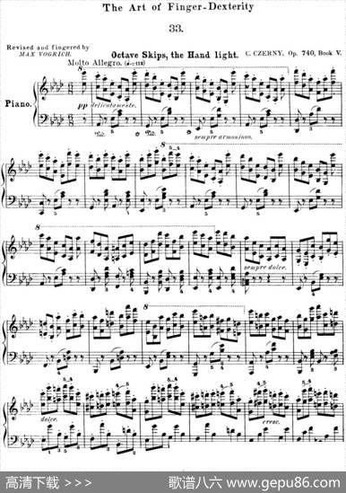 50首车尔尼Op.740钢琴手指灵巧技术练习曲（NO.33）|车尔尼
