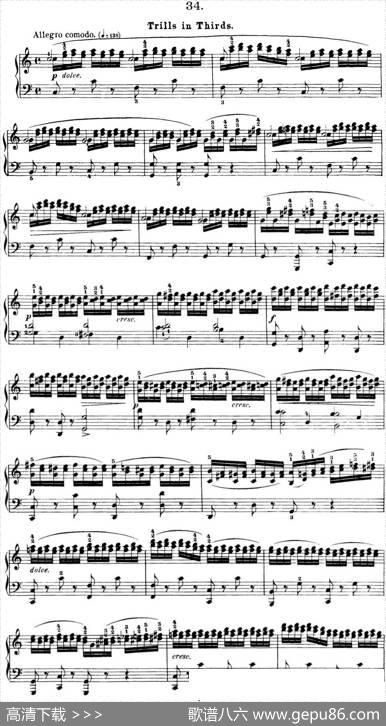 50首车尔尼Op.740钢琴手指灵巧技术练习曲（NO.34）|车尔尼