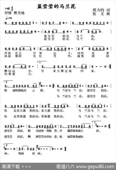 蓝莹莹的马兰花 - 邢力钧|张文