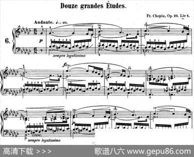 肖邦练习曲6Op.10No.6降e小调Ebminor|肖邦