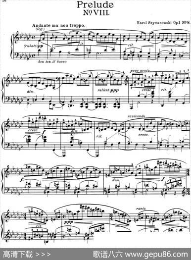 希曼诺夫斯基9首钢琴前奏曲Op.1No.8|希曼诺夫斯基