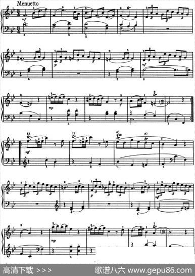 海顿钢琴奏鸣曲HobXVI2PartitaB-flatmajor|海顿