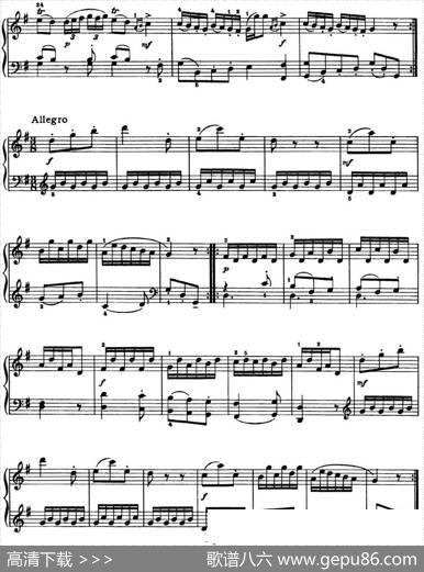 海顿钢琴奏鸣曲HobXVI8DivertimentoGmajor|海顿