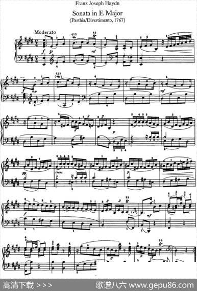 海顿钢琴奏鸣曲HobXVI13PartitaEmajor|海顿
